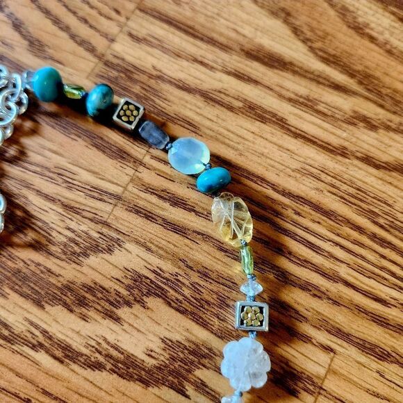 BRIGHTON "Sea Breeze" Silver, Gold, Semi Precious Beaded Necklace BOHEMIAN! - Picture 8 of 13